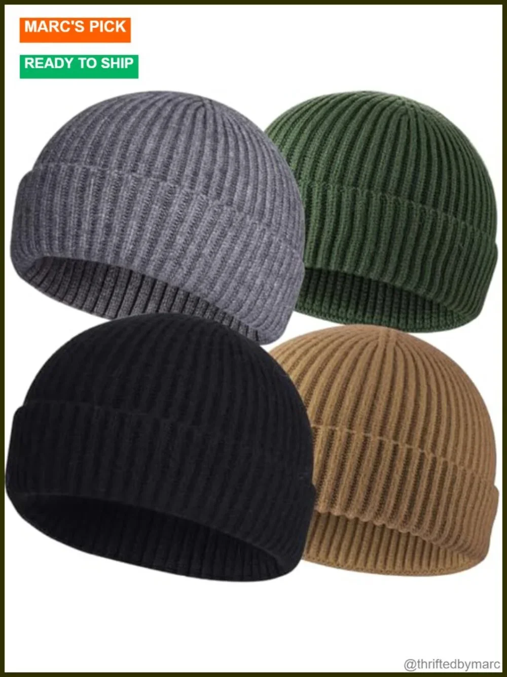 Short Wool Fisherman Beanie Hat Skull Cap